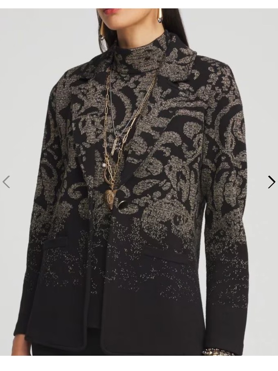 Chico's Jackets & Blazers - NWT Chicos 2 Piece Set Sweater Top And Jacket Black Metallic Threads XL Jacket